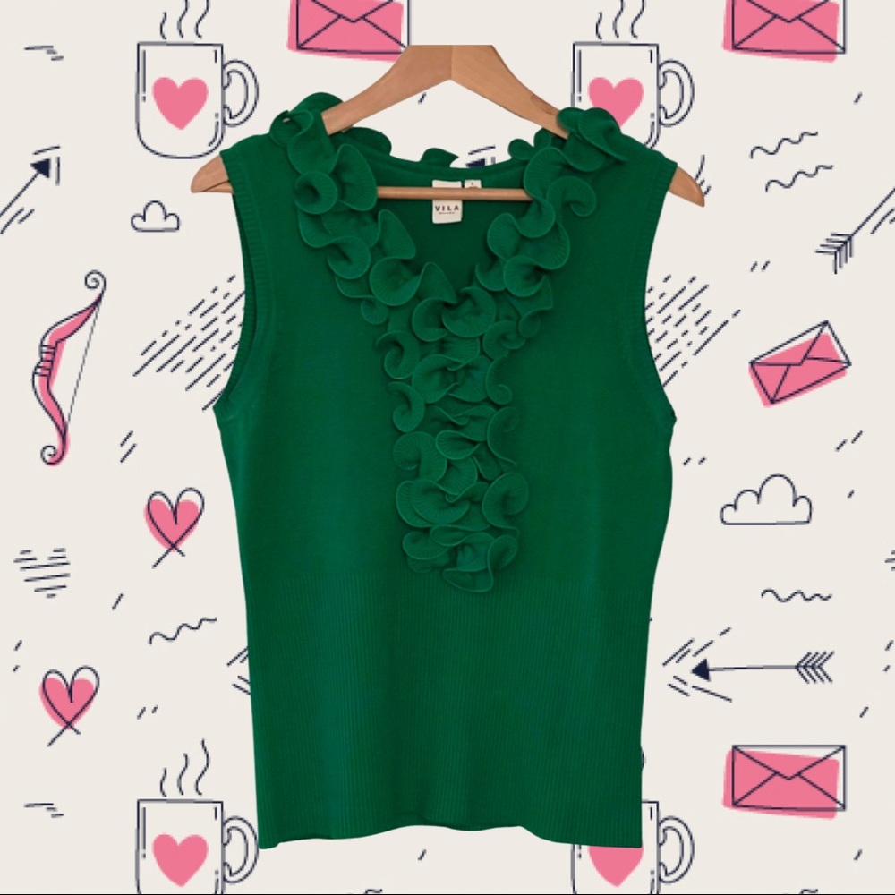Vila Monica Ruffle Sleeveless Sweater